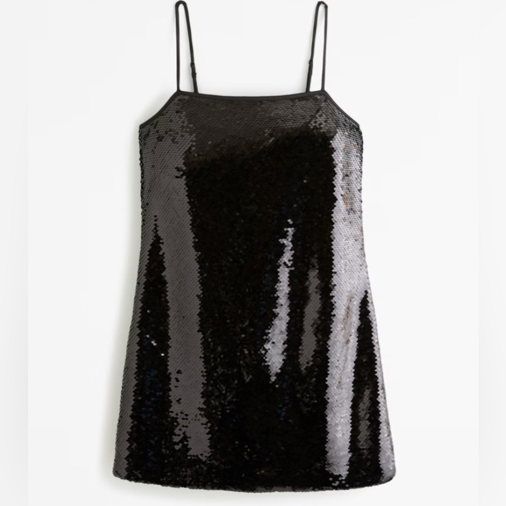Abercrombie Black Sequin Squareneck Mini Dress, size medium